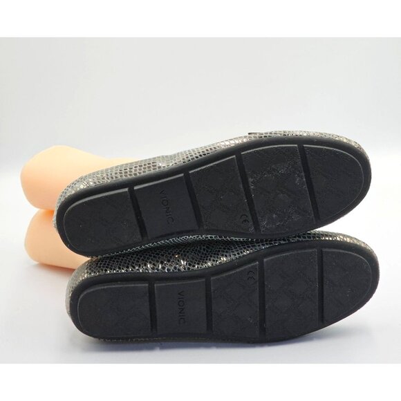 NWOB Vionic Women's Gunmetal Silver Snakeskin Chill Larrun Loafers Sz 8 2511 - Picture 10 of 16